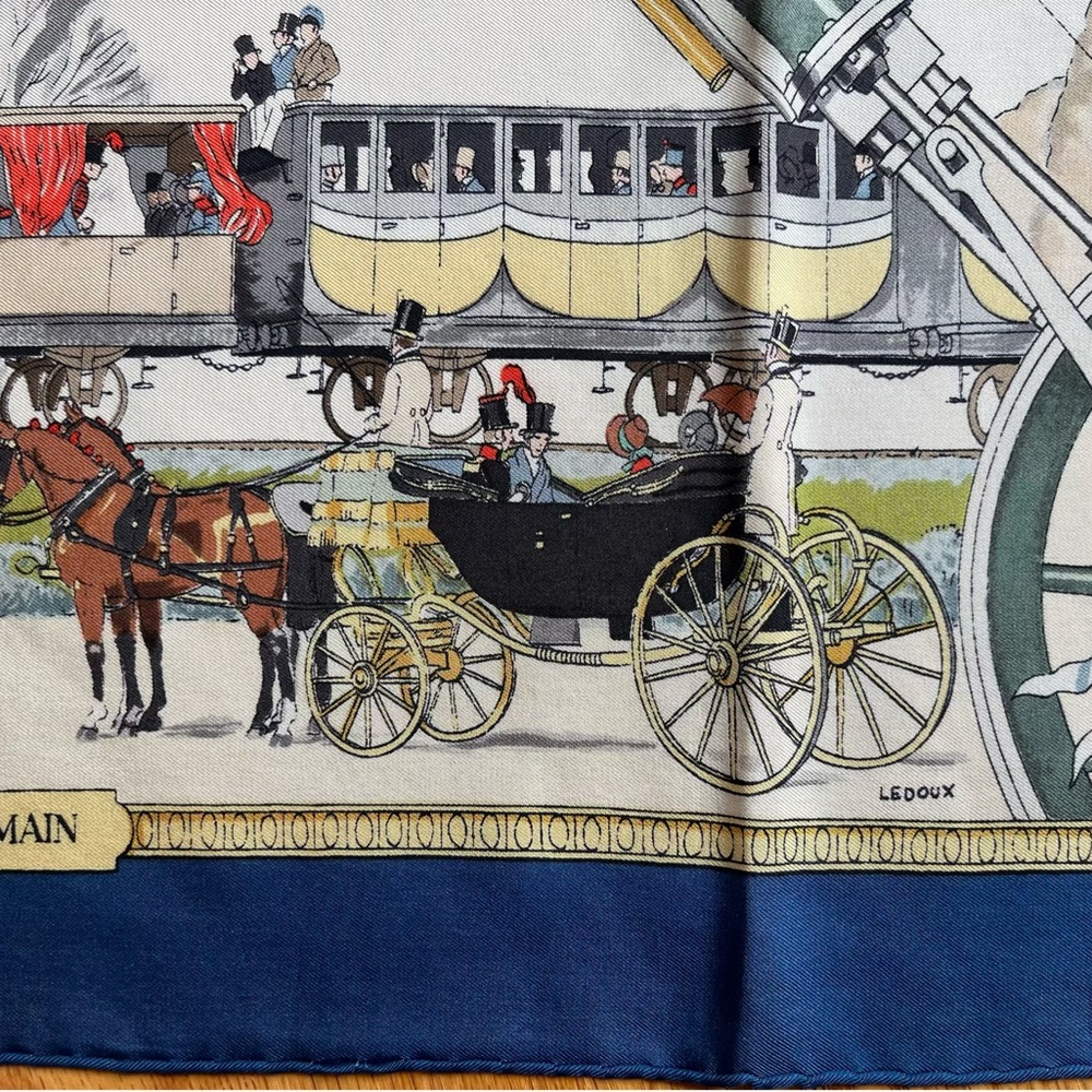 Hermes 90 x 90 cm silk scarf Les Merveilles de la Vapeur by Philippe LeDoux - Picture 2 of 12